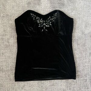 White House Black Market Black Velvet Tube Top With Jewels